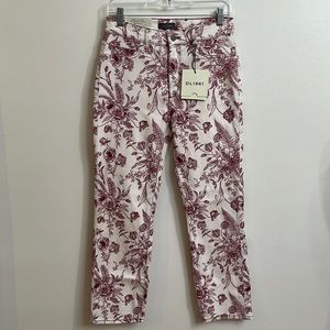 DL1961 Women's Mara Ankle High Rise Straight Jeans, Floral & Cream Size 29